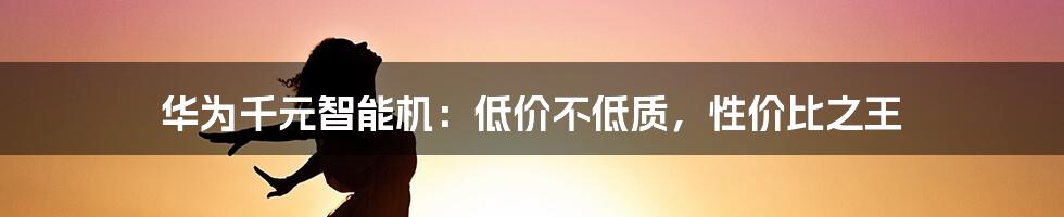 华为千元智能机：低价不低质，性价比之王