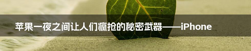 苹果一夜之间让人们疯抢的秘密武器——iPhone