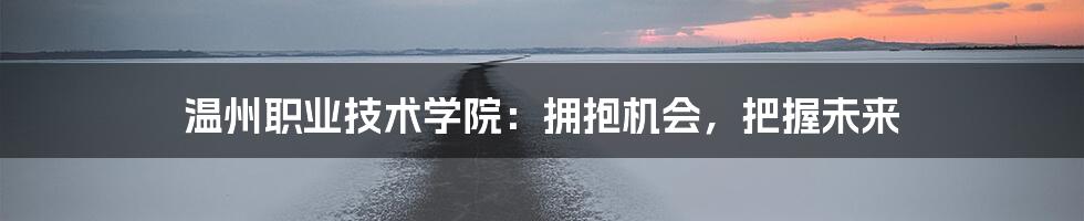 温州职业技术学院:拥抱机会,把握未来