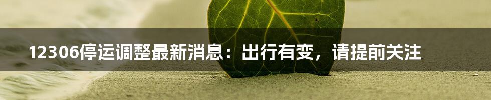 12306停运调整最新消息：出行有变，请提前关注