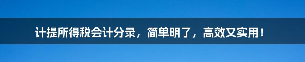 计提所得税会计分录，简单明了，高效又实用！