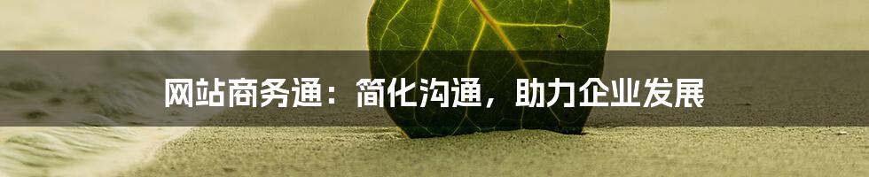 网站商务通：简化沟通，助力企业发展