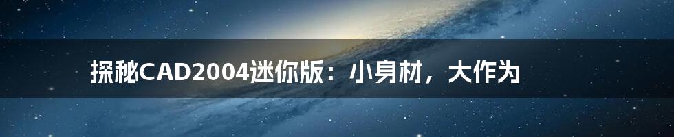 探秘CAD2004迷你版:小身材,大作为