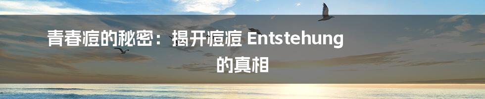 青春痘的秘密：揭开痘痘 Entstehung 的真相