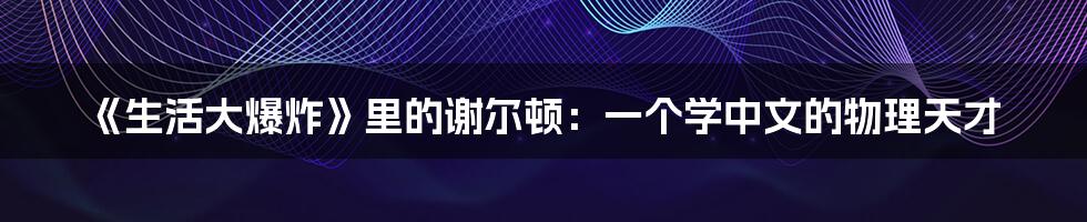 《生活大爆炸》里的谢尔顿：一个学中文的物理天才