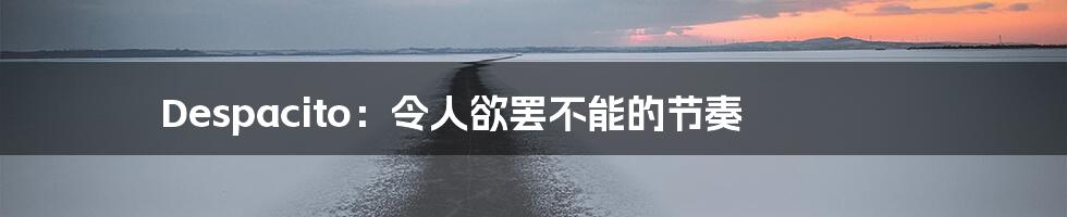 Despacito:令人欲罢不能的节奏