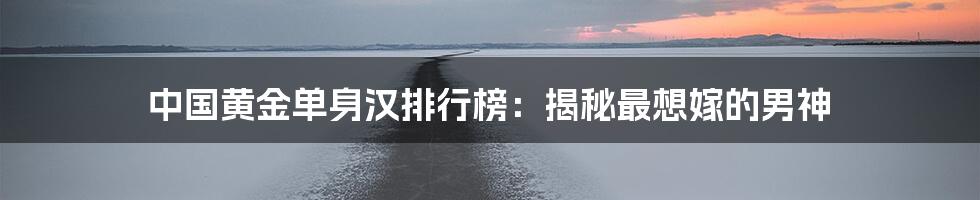 中国黄金单身汉排行榜:揭秘最想嫁的男神