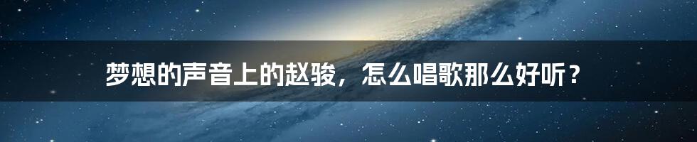 梦想的声音上的赵骏,怎么唱歌那么好听?