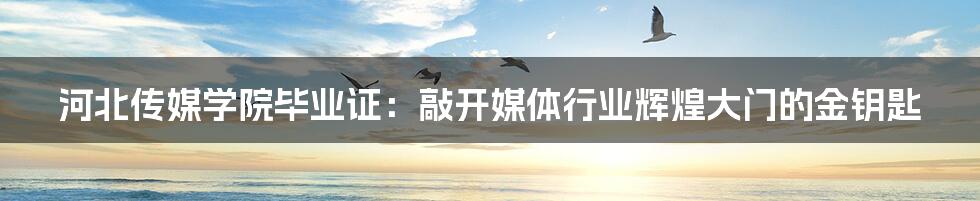 河北传媒学院毕业证:敲开媒体行业辉煌大门的金钥匙