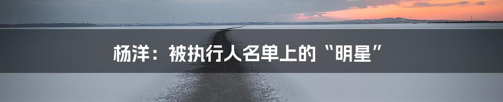 杨洋：被执行人名单上的“明星”