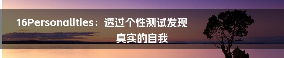 16Personalities:透过个性测试发现真实的自我