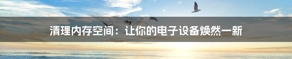 清理内存空间:让你的电子设备焕然一新