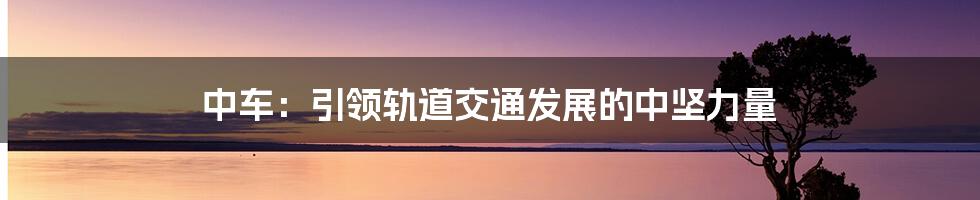 中车:引领轨道交通发展的中坚力量