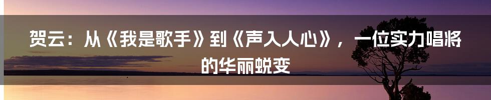 贺云：从《我是歌手》到《声入人心》，一位实力唱将的华丽蜕变