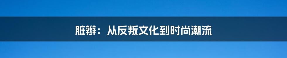 脏辫:从反叛文化到时尚潮流