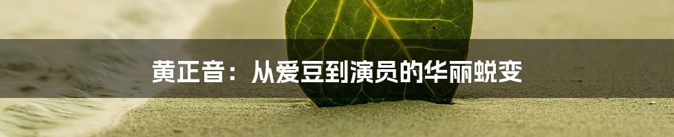 黄正音：从爱豆到演员的华丽蜕变