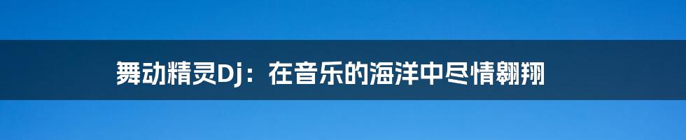 舞动精灵Dj:在音乐的海洋中尽情翱翔