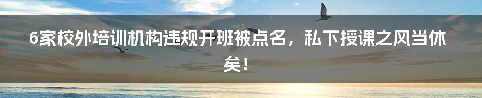 6家校外培训机构违规开班被点名，私下授课之风当休矣！