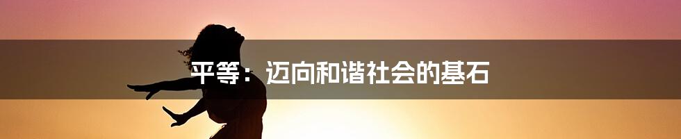 平等：迈向和谐社会的基石