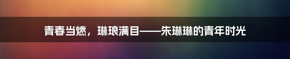 青春当燃,琳琅满目——朱琳琳的青年时光