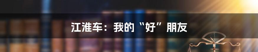 江淮车：我的“好”朋友