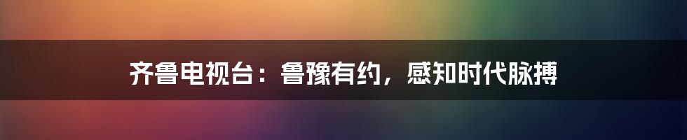 齐鲁电视台:鲁豫有约,感知时代脉搏