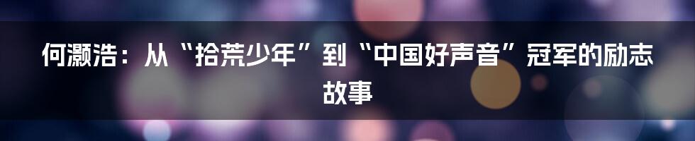 何灏浩:从“拾荒少年”到“中国好声音”冠军的励志故事