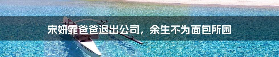 宋妍霏爸爸退出公司,余生不为面包所困