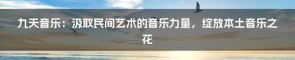 九天音乐：汲取民间艺术的音乐力量，绽放本土音乐之花