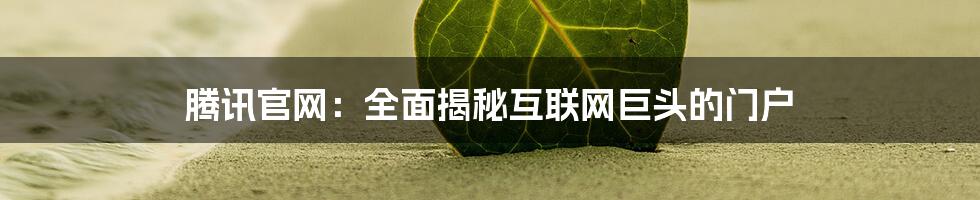 腾讯官网：全面揭秘互联网巨头的门户