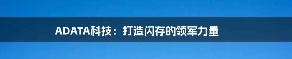 ADATA科技:打造闪存的领军力量