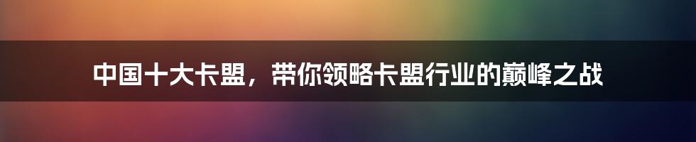 中国十大卡盟，带你领略卡盟行业的巅峰之战