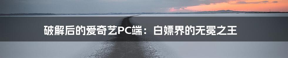 破解后的爱奇艺PC端:白嫖界的无冕之王