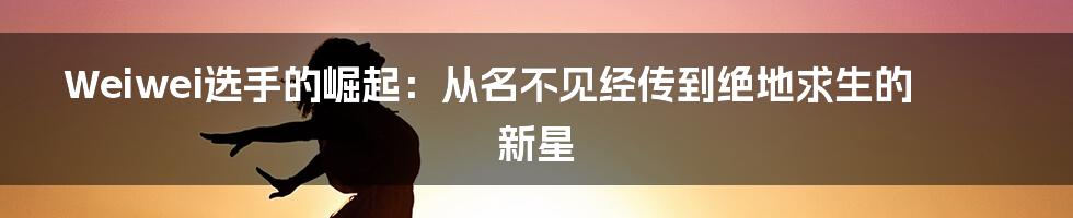 Weiwei选手的崛起：从名不见经传到绝地求生的新星