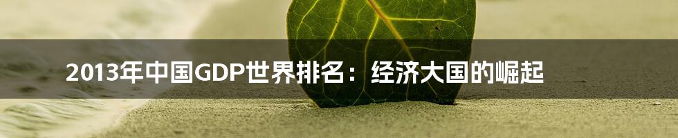 2013年中国GDP世界排名：经济大国的崛起