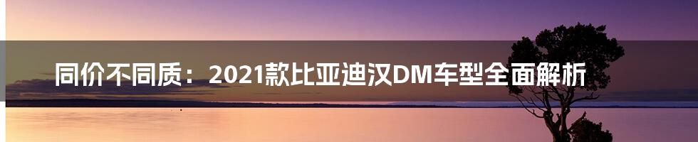 同价不同质:2021款比亚迪汉DM车型全面解析