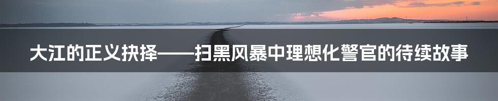 大江的正义抉择——扫黑风暴中理想化警官的待续故事