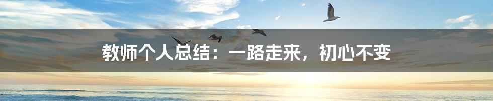 教师个人总结:一路走来,初心不变