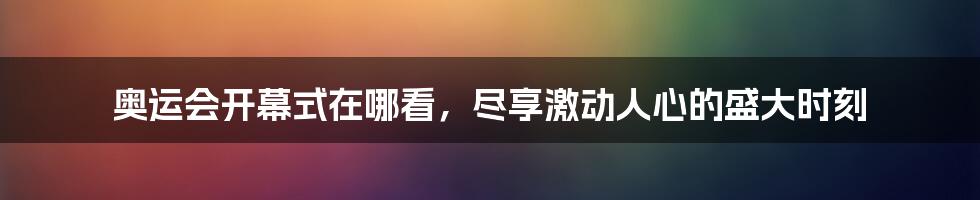 奥运会开幕式在哪看,尽享激动人心的盛大时刻