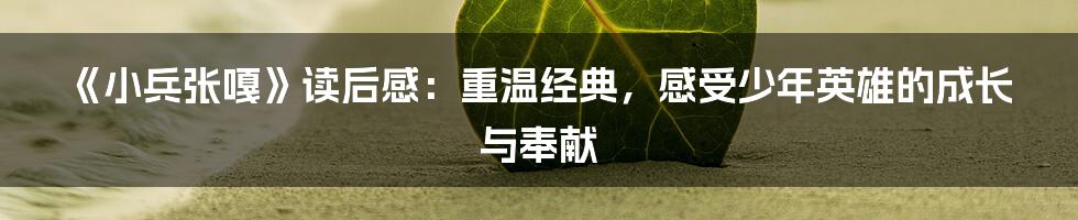 《小兵张嘎》读后感:重温经典,感受少年英雄的成长与奉献