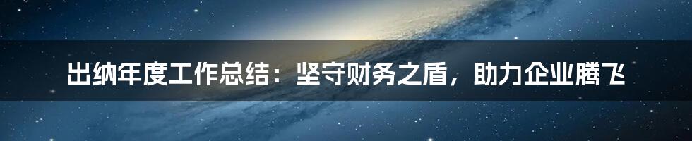 出纳年度工作总结:坚守财务之盾,助力企业腾飞