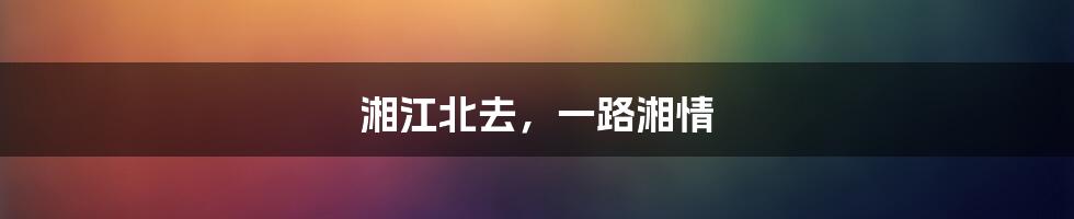 湘江北去,一路湘情