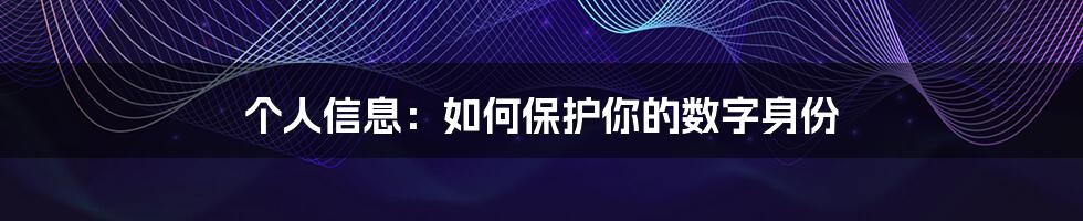 个人信息:如何保护你的数字身份