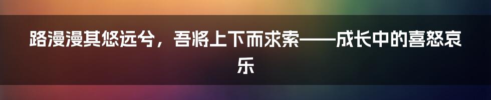 路漫漫其悠远兮,吾将上下而求索——成长中的喜怒哀乐