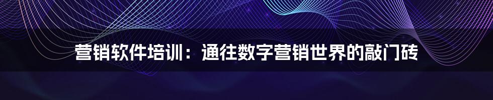 营销软件培训：通往数字营销世界的敲门砖