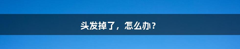 头发掉了,怎么办?