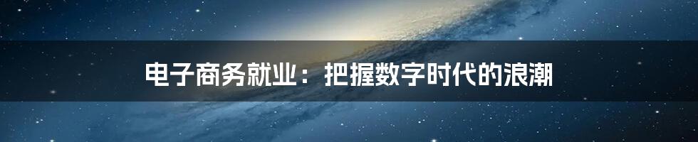 电子商务就业:把握数字时代的浪潮