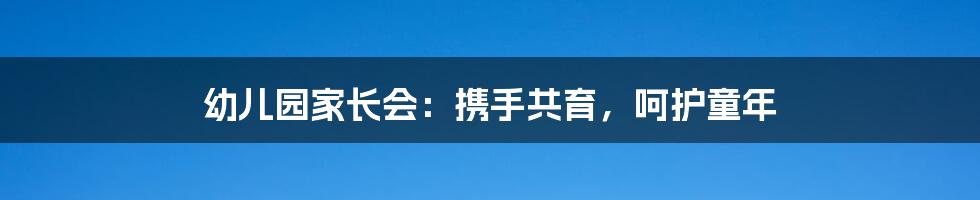 幼儿园家长会：携手共育，呵护童年