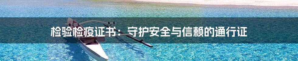 检验检疫证书：守护安全与信赖的通行证