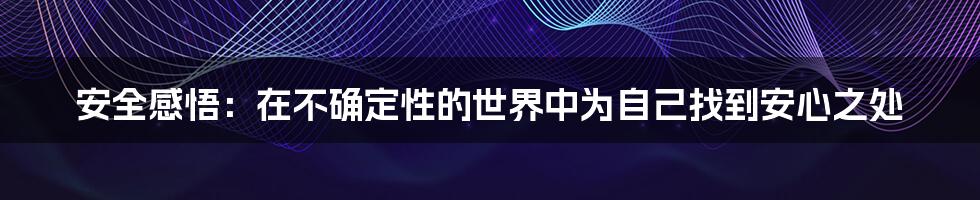 安全感悟：在不确定性的世界中为自己找到安心之处